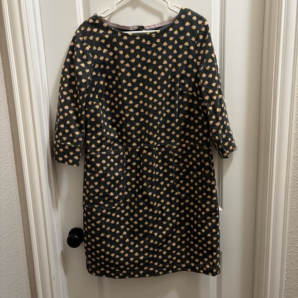 Boden Amber  Corduroy Dress Green Floral Size 12 R Knee Length Pockets Floral - Picture 2 of 6